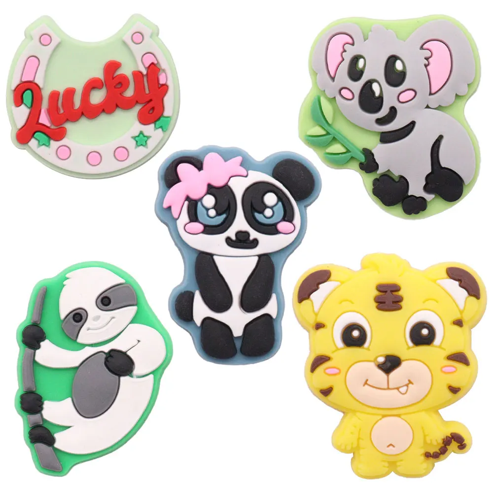 

Wholesale 50pcs Tiger Koala Animals PVC Accessories Children Shoe Charms Band Singer Slippers Shoe Buckle fit Backpack Croc Jibz