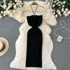 YuooMuoo Chic Fashion Sexy Package Hips Split Knitted Summer Dress 2025 Women Slim Elastic Bodycon Party Dress Streetwear Outfit 4