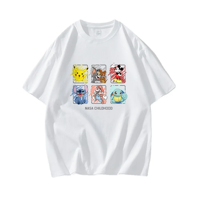 

SpongeBob SquarePants Cotton Black Short-sleeved T-shirt Casual Shirt Men's Summer Round Neck Teen Tide Couple Bottoming Shirt