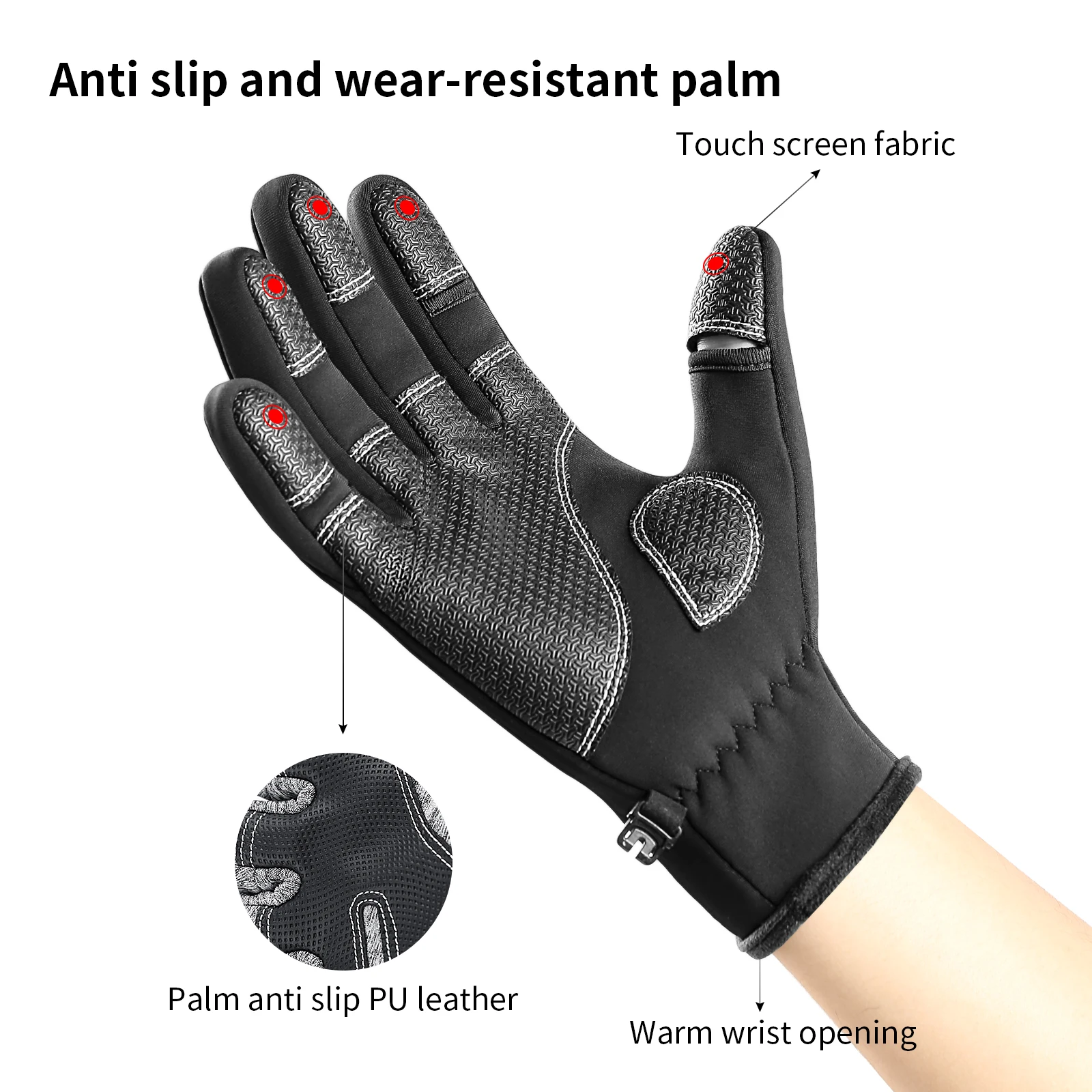 Outdoor Riding Bike Fishing Fingerless Gloves Cycling Gloves Fishing Gloves Polar Fleece Exposed Two-finger Touch Screen Non-slip Waterproof Unisex