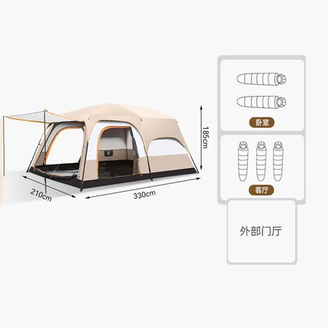 Picnic Camping Tent Waterproof Outdoor Multiple Portable Large And Medium Tent Group Camping Two Rooms One Hall Four Season Tent 6