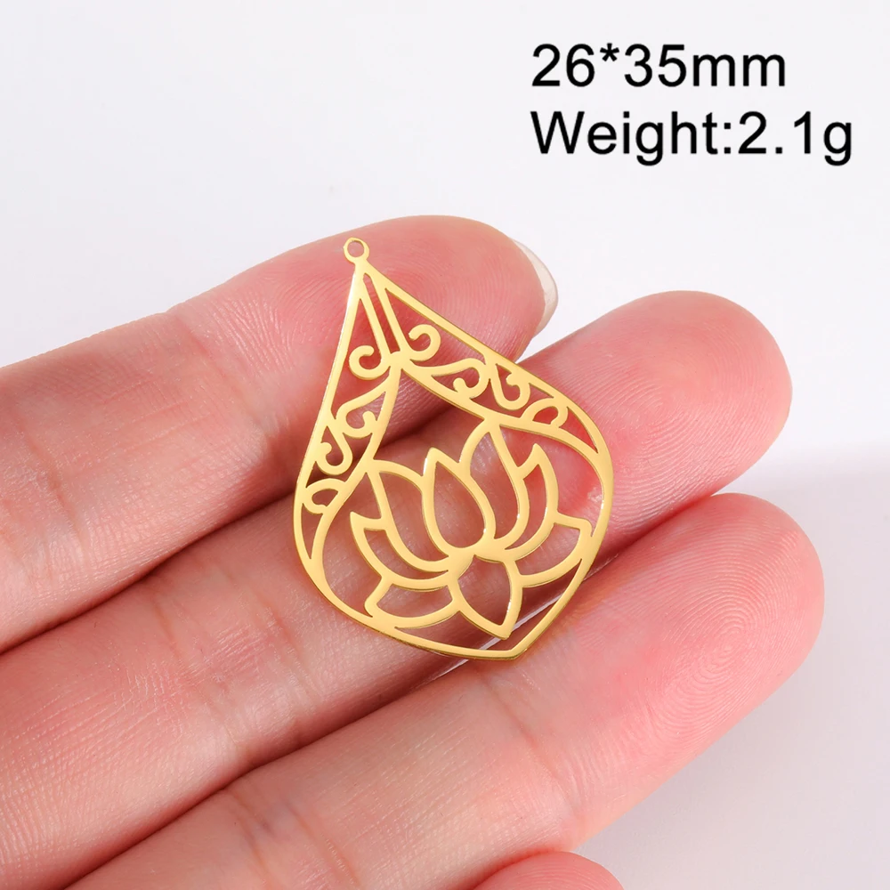 Dawapara Lotusblumen-Anhänger für Schmuckherstellung Yoga Buddhistisches Mandala OM Lotus-Anhänger Zubehör Edelstahl-Schmuck – Detail 7