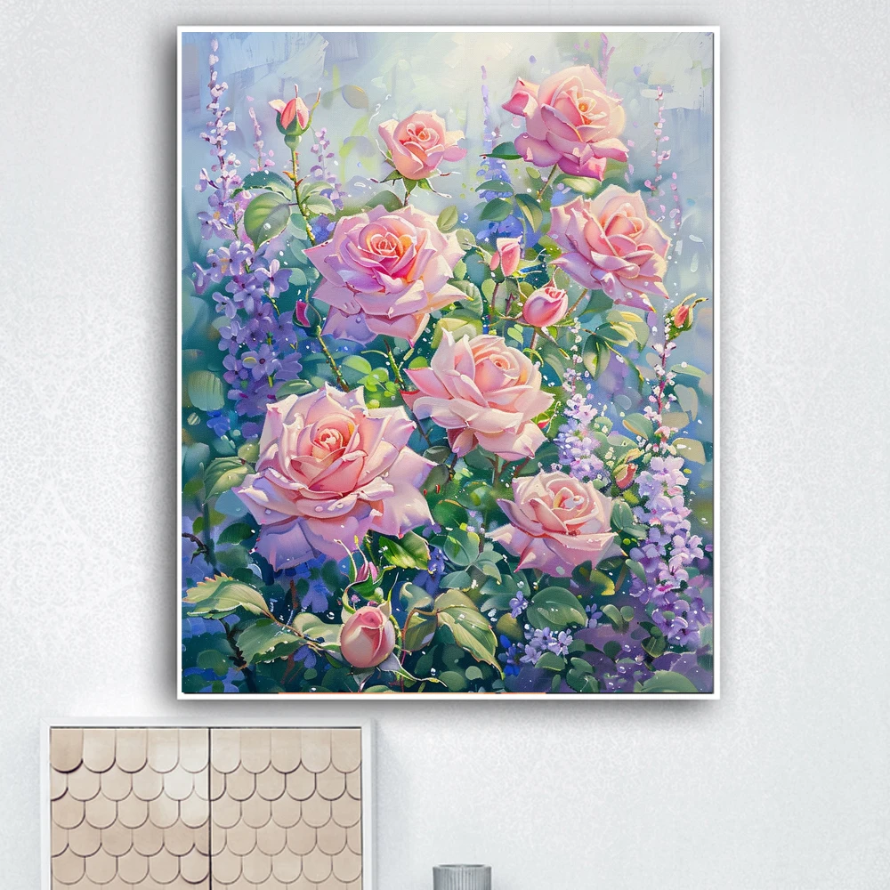 

Картина по номерам YIJIE, элегантная розовая роза, самодельная картина маслом, ручная роспись, раскраска на холсте, уникальный подарок-сюрприз, украшение для дома