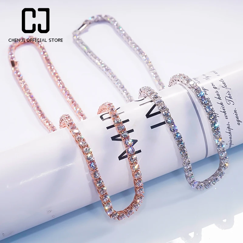925 Sterling  Silver Full of High Carbon Diamond Platinum Plated Men And Women Wedding Fine  Jewelry Anniversary Gift 2023 New