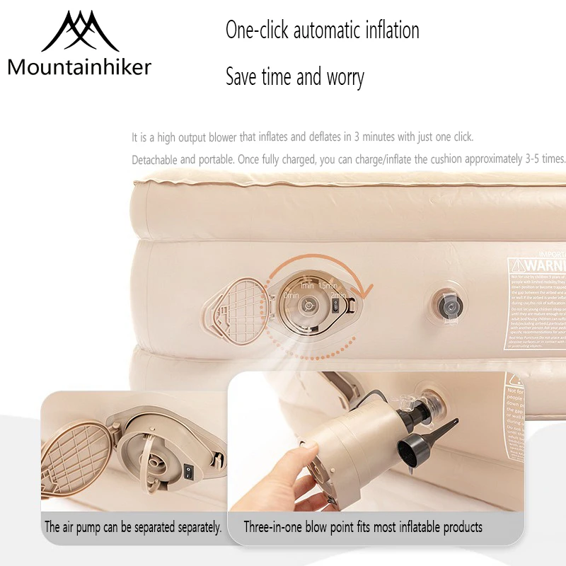 Inflatable mattress 2 person indoor camping pad PVC inflatable sleeping pad built-in pump thick luxury