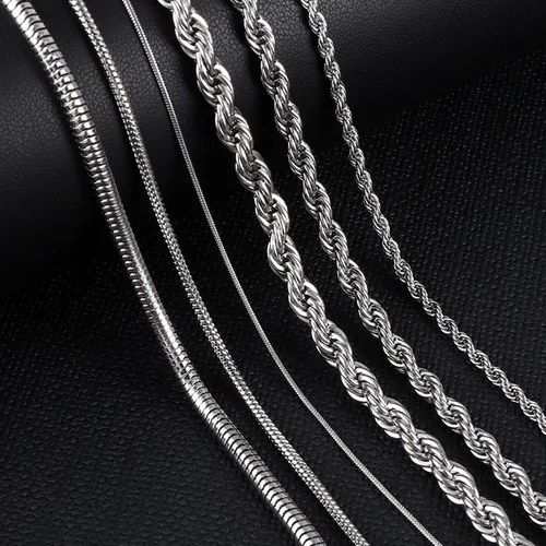 ASON-Inoxidable 골드 컬러 체인 1-5mm 스테인레스 스틸 스네이크 체인, 목걸이 트위스트 로프 쥬얼리 여성 롱 체인 액세서리 5