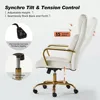 Executive Office Chair with Adjustable Lumbar Support, Leather Ergonomic Office Chair with Padded Armrests，Tilt and High Back 6