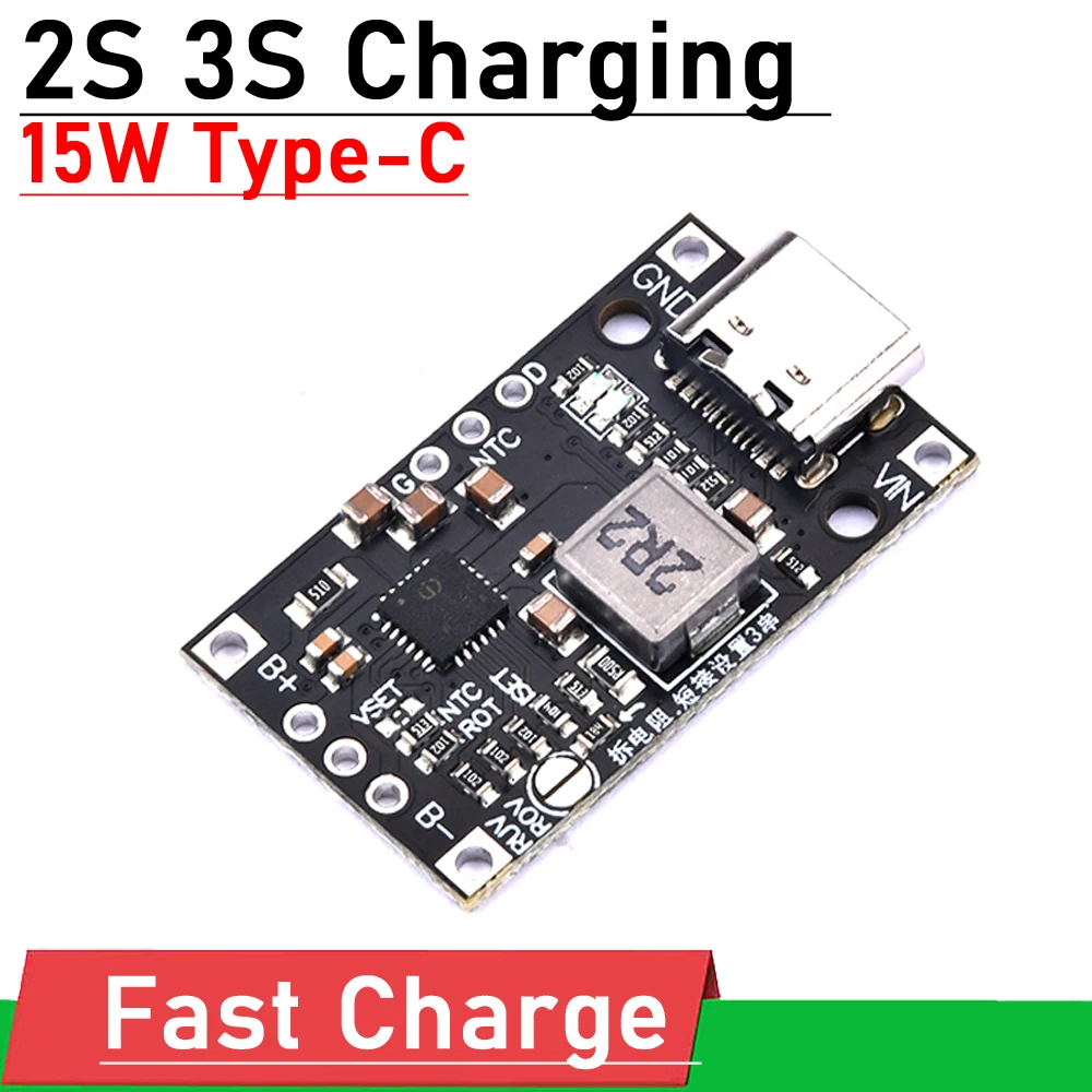 

15W 2S 3S Lithium Battery boost fast charging module UAV Charge 3.7V 8.4V 12.6V li-ion batteries W balance Type-C USB