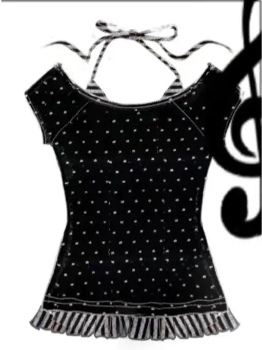 Gothic k Skeleton Polka Dot ort Sve One oulder Strap Fake Two-Piece T-irt Cool Sle Slim Fit Summer Top for Women