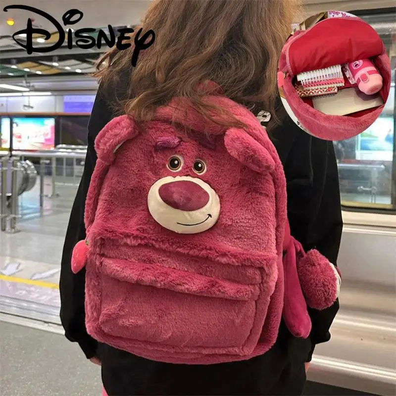 

Disney Lotso Anime Plush Backpack Girl Ins Large Capacity Cute Backpack Student School Bag Children Outdoor Travel Backpack Gift