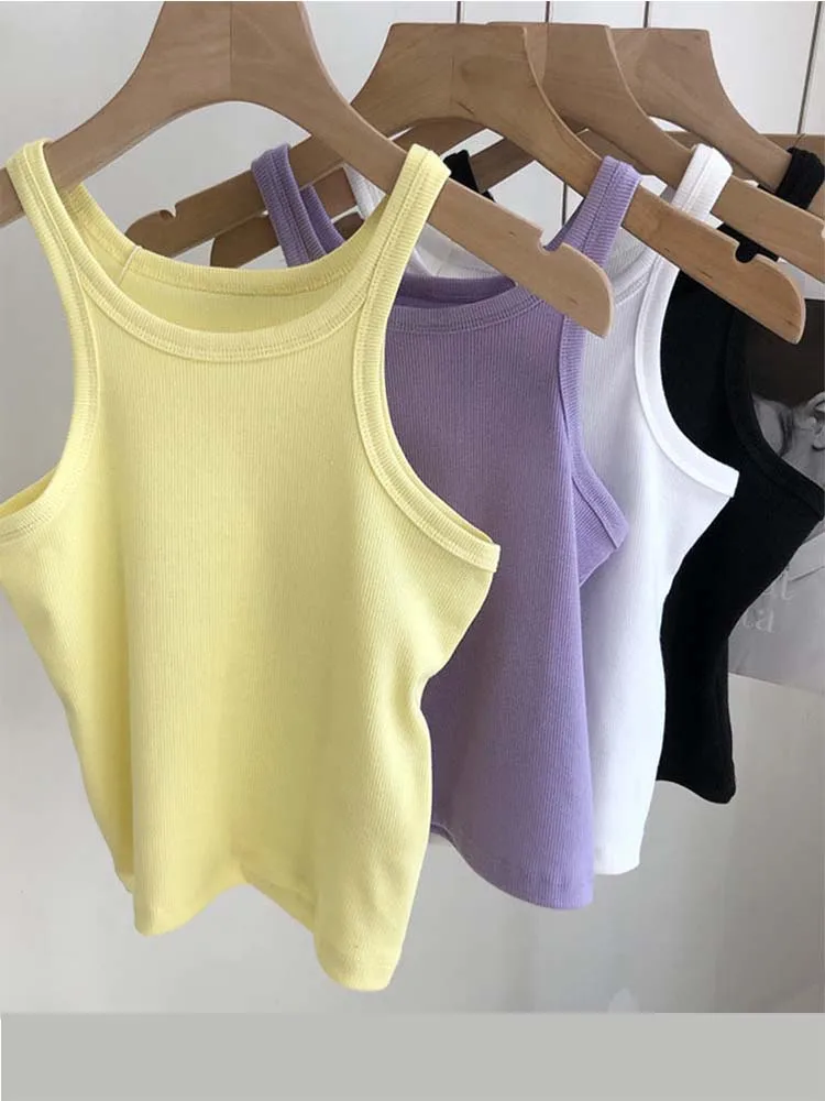 2023 Women Tank Tops Sexy Cropped Top Female Women Summer Camisole Camis Black White Sport Clothes For Women images - 6