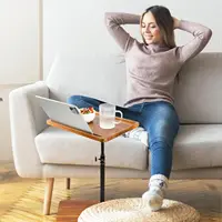 360° Swivel Height Adjustable TV Tray with Phone & Tablet Slot,Snack Side Table End Table for Small Spaces, Bed or Chair 1