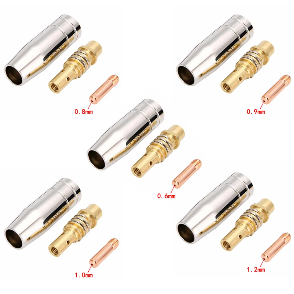 3 PCS Welder Nozzle Part Kit 15AK Conductive Tip Nozzles Contact Tips 0.6/0.8/0.9/1.0/1.2mm Ceramic Nozzle Cups For MIG Welding Torch