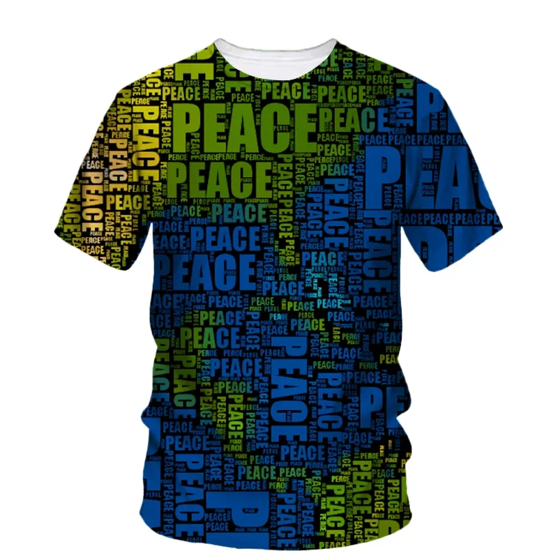 

Summer New Fashion Peace Logo Graphic T Shirts For Unisex Trend Originality Color Printed Leisure Round Neck Short Sleeve Tees