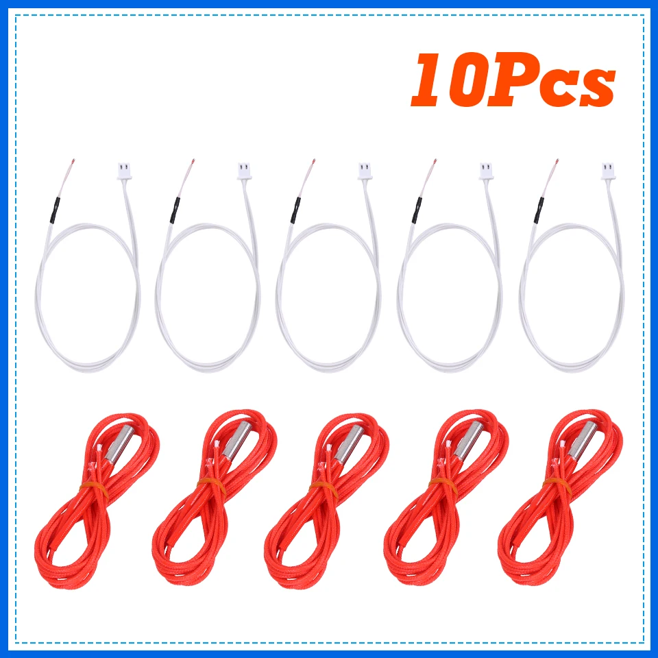 Pacote Hotend 12v 24v 40w Aquecedor Vermelho Cartucho Extrusora Aquecedor Mais 100k Ntc 3950k Termistor para Ender Pro Peças de Impressora 3d 10 Pcs