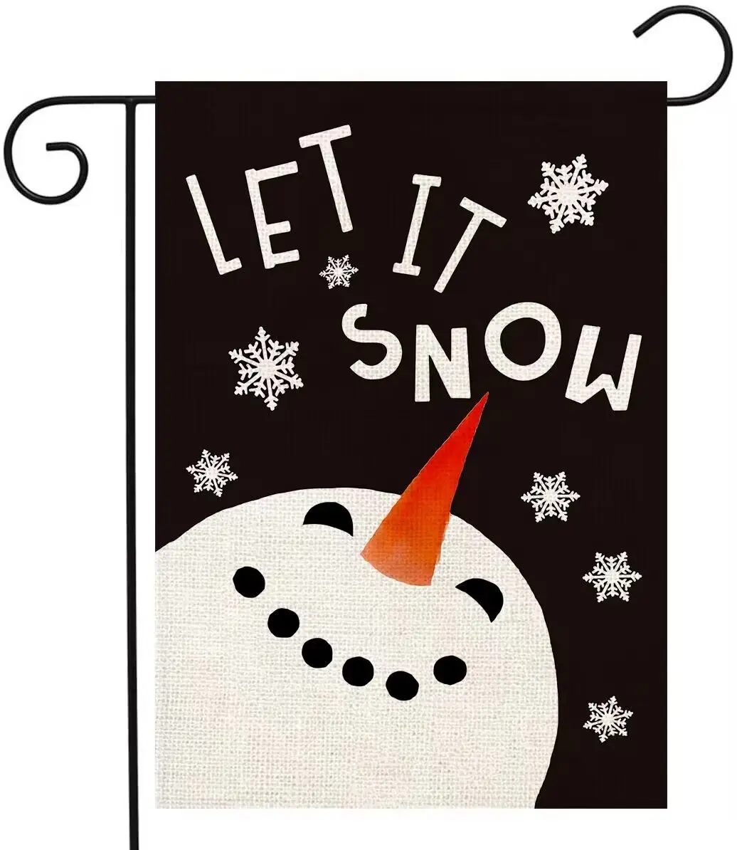 

Let It Snow Garden Flags Funny 12x18 Christmas Decorations Double Sided Holiday Farmhouse Snowman House Garden Flag