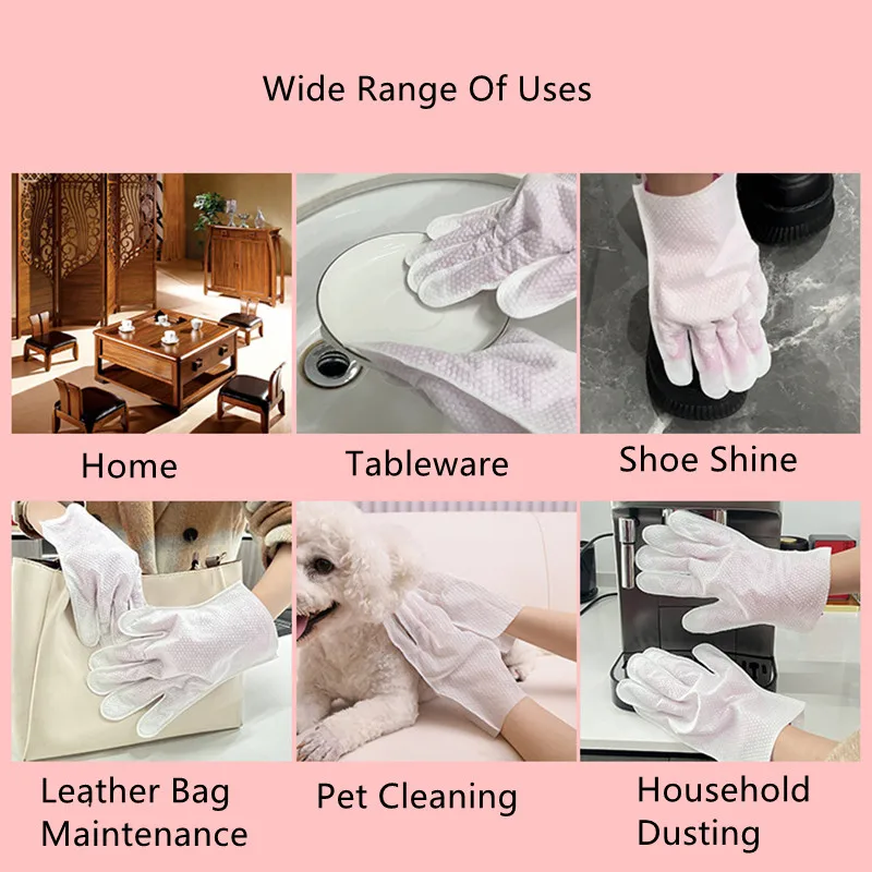 10pcs Disposable Clean Cloth Glove Dust-free Non-trace SPA Bath Pet Dust Removal Wet Dry Fabric Gloves Dishcloth Household Clean