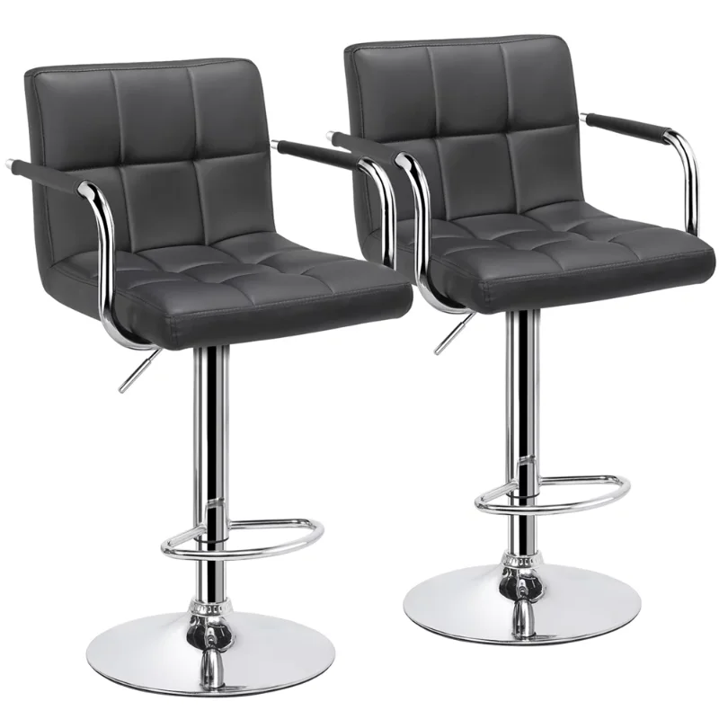 

Регулируемые современные барные стулья из искусственной кожи Alden Design с поворотным барным стулом, набор из 2 предметов, серый цвет