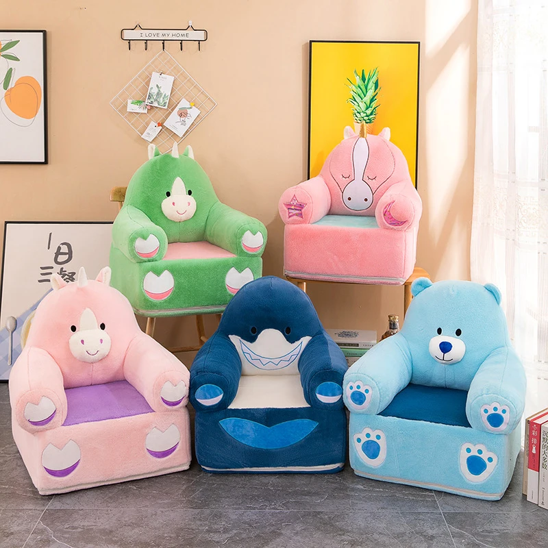 Canapé Et Fauteuil Pliable 2 En 1 En Peluche Pour Enfants – Motif Dessin Animé Mignon, Housse De Canapé-Lit Sans Rembourrage