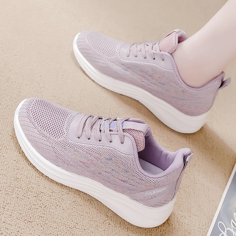

New Running Shoes Ladies Breathable Sneakers Summer Light Mesh Air Cushion Women's Sports Shoes Outdoor Lace Up Training Shoes