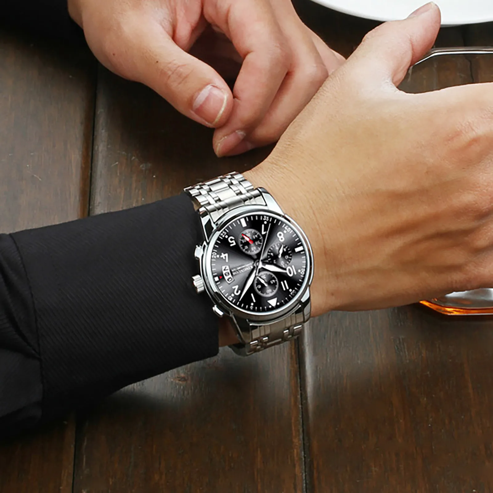 Fashion Men's Steel Band Watch Single Calendar Glow Watches Luxury Wrist Business Watch Quartz Clock Relogio Masculino
