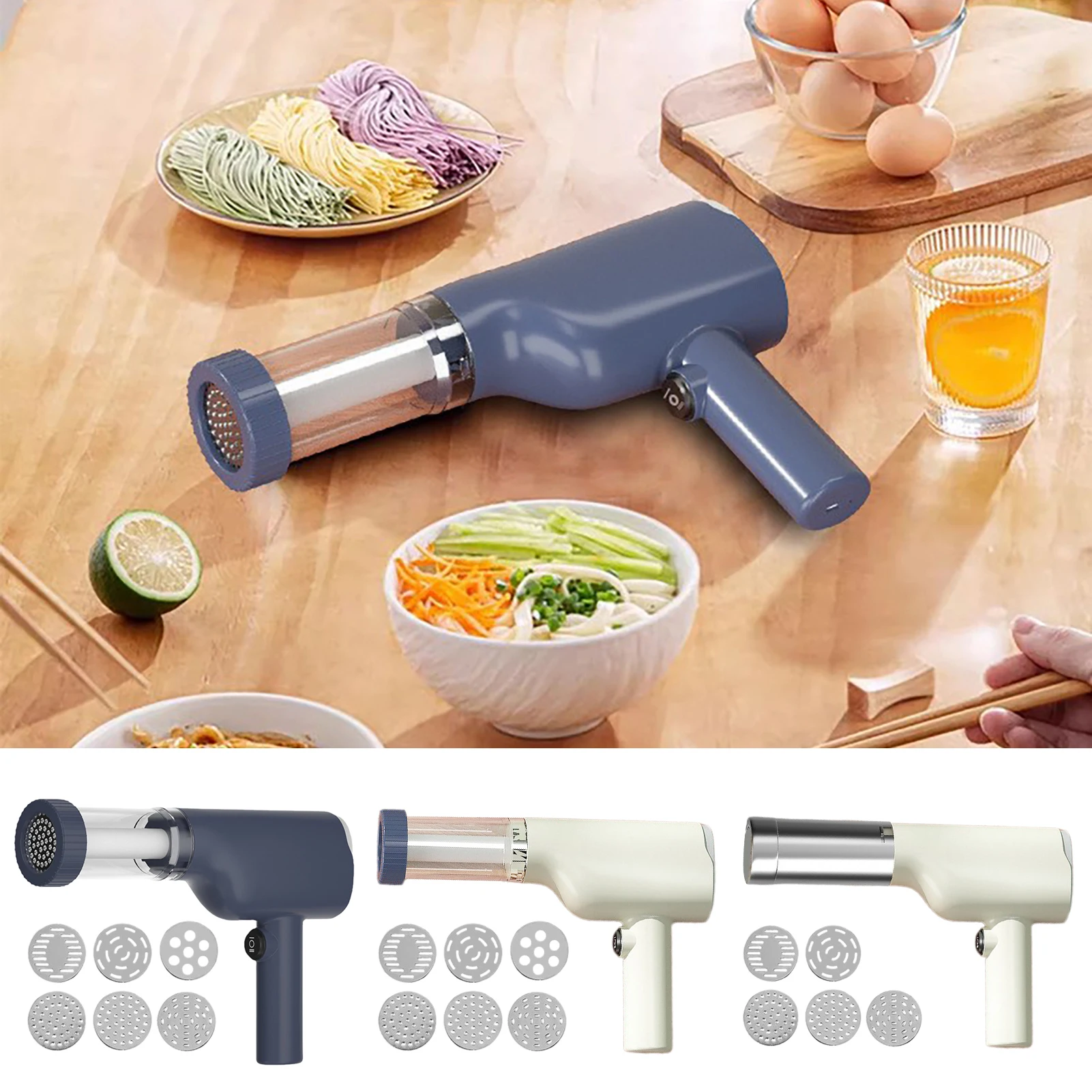 Handheld Electric Noodle Machine Electric Noodle Press Automatic Pasta Maker Machine Cordless Pasta Maker Dough Press 6 Moulds
