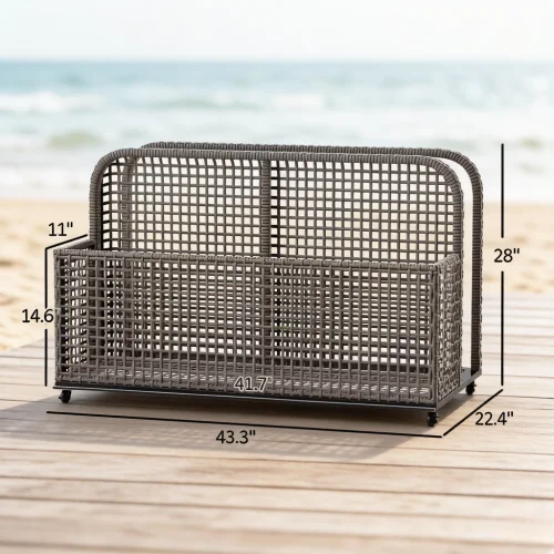 Outdoor Wicker Storage Cart 4