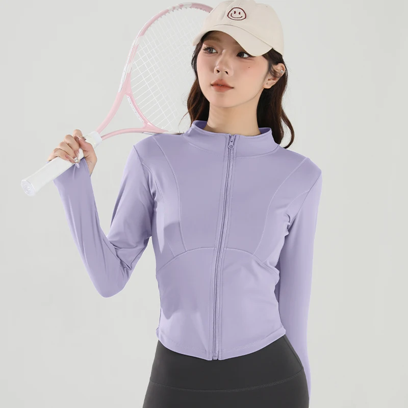 Sports Jacket Yoga Top Yoga Shirt Sports Shirt Yoga Jacket Women's Quick Dry Sport Jacket Zipper Yoga Coat Fitness Running Hoodie with Thumb Hole for Gym Workout Top Training jacket
