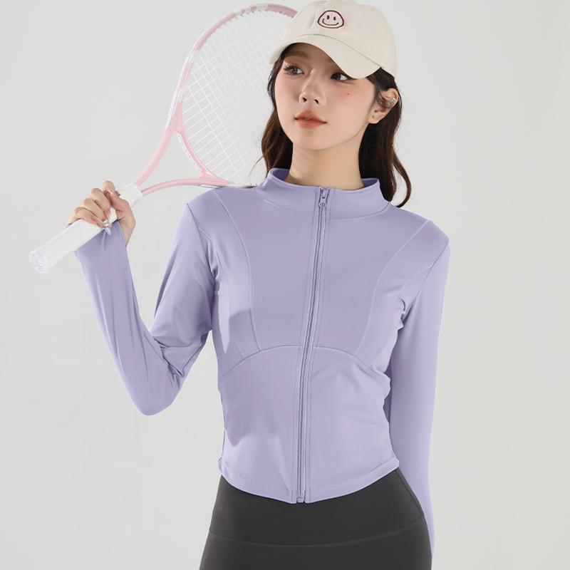Women Sports Jacket Zip Fitness Yoga Shirt Workout Running Coats Gym Long Sleeve Top Slim Tight Yoga Coat Gym Workout Top Jacket