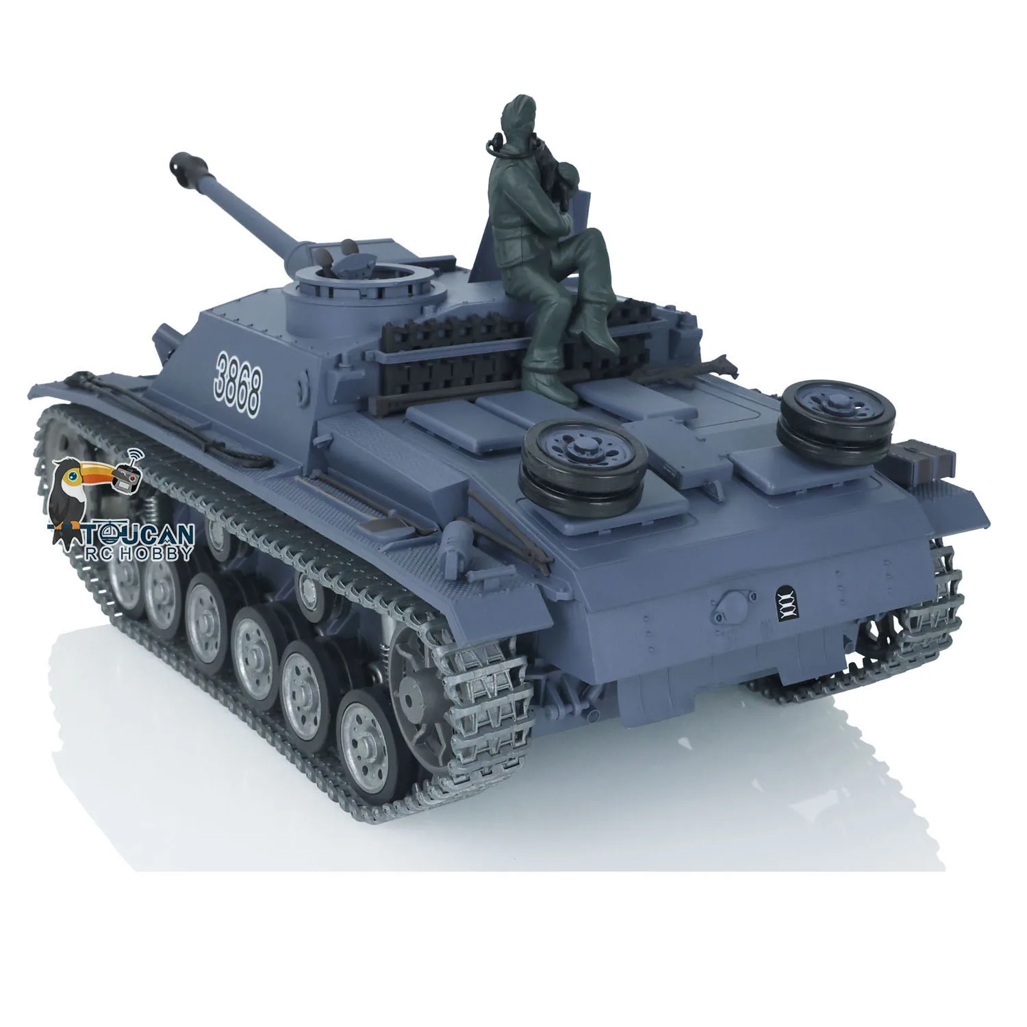헝롱 1/16 스케일 7.0 커스텀 스투그 III RTR RC 전투 탱크 3868 모델 금속 트랙 휠 자동차 팬저 장난감 (남아용) TH17423