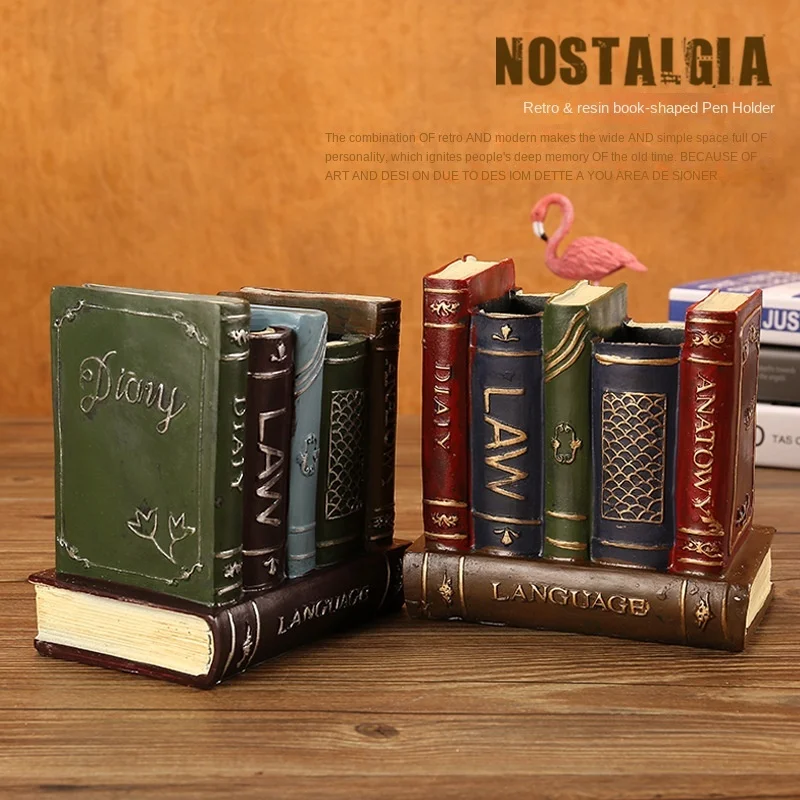 

Creative book decoration storage pen holder resin ornament living room study multifunctional ornament