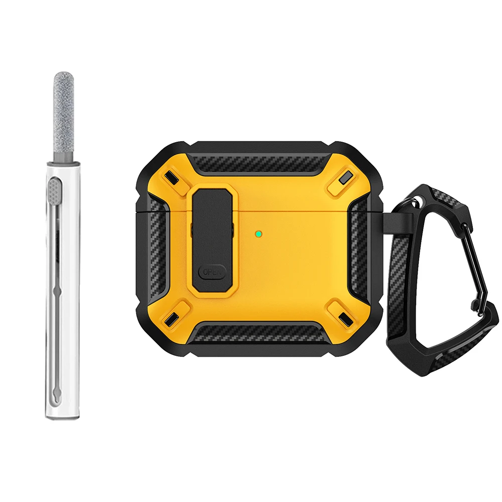 Enhanced Security Lock Case for AirPods - Durable TPU & PC Protective Earphone Cover with Hook