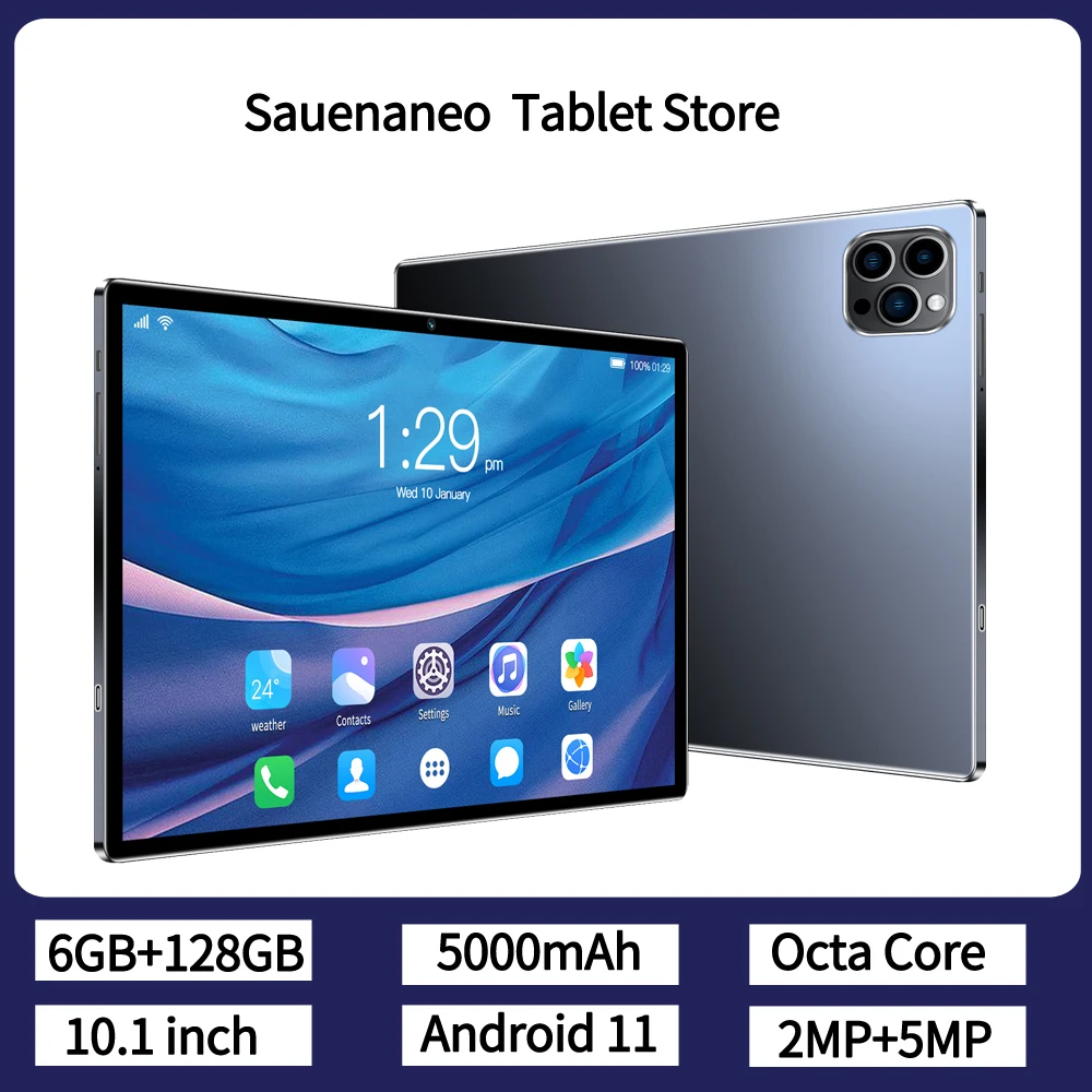 Оригинальный новый планшет Sauenaneo на Android, 6 ГБ ОЗУ, 128 Гб ПЗУ, 1280*800 IPS, две SIM-карты, двойной Wi-Fi, 5000 мАч, Android 11