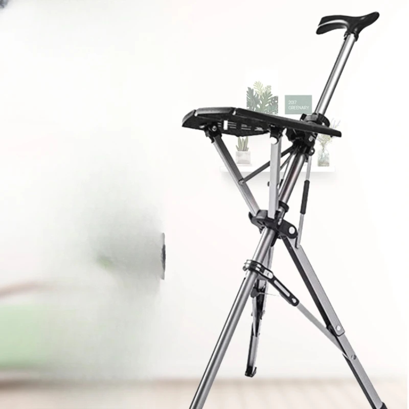 

Crutch chair for the elderly, multifunctional, ultra light folding, portable with stool