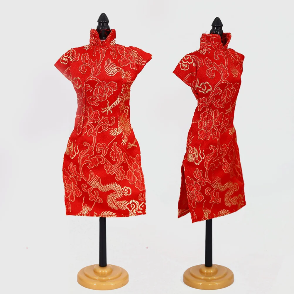

Doll Cheongsam Mini Chinese Wedding Dress 3Pcs Doll Clothes Qipao Costume Chinese Dress