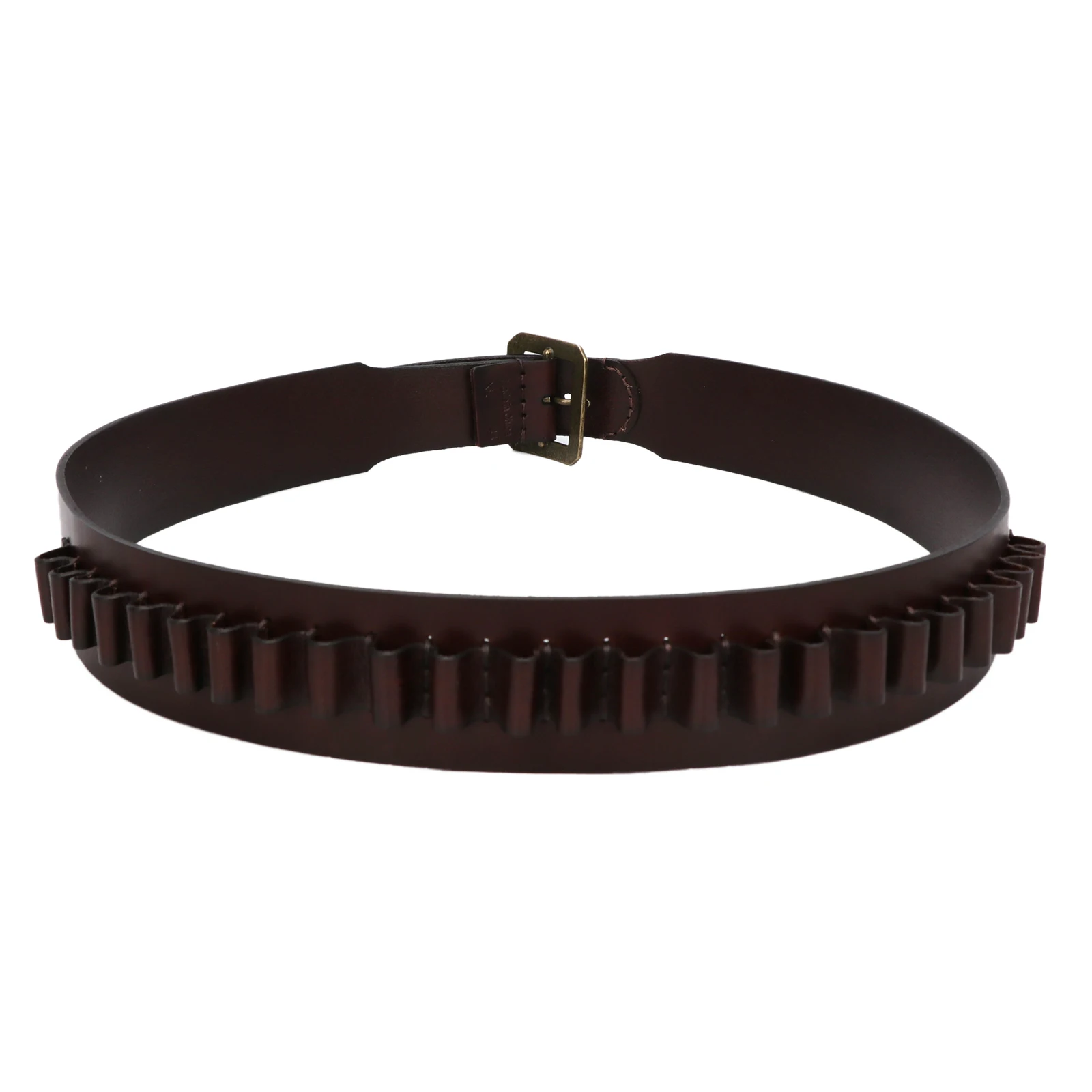 TOURBON Leather Bandolier Cartridge Belt For .44/.45 Caliber - Adjustable Brown Leather Ammo Holder Up To 44" Waist