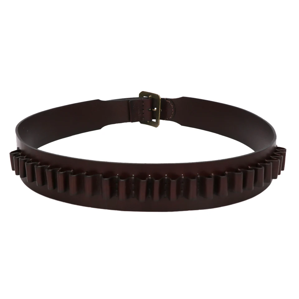 Étui De Ceinture En Cuir Tourbon Pour Cartouches Calibre .38/.357/9mm - 20 Tours, Réglable