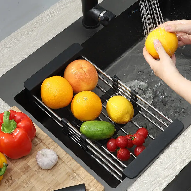 

Многофункциональная Складная кухонная корзина для овощей, телескопическая сливная корзина из нержавеющей стали для раковины