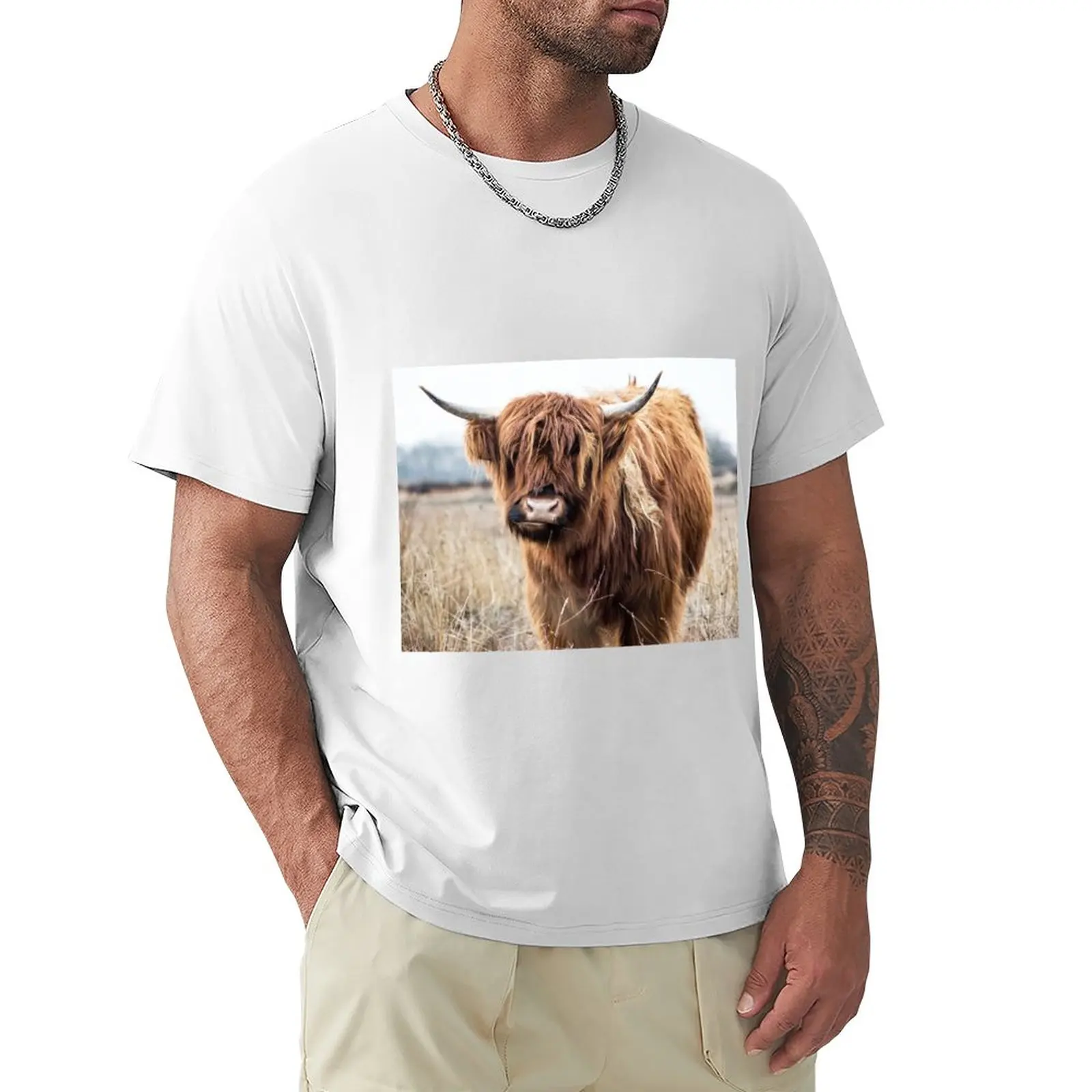 

Highland Cow Portrait T-Shirt sublime funnys plus sizes mens plain t shirts