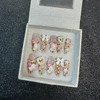 Kawaii 3D Wearable Press on Nails Hello Kitty French Long Short Coffin Square Almonds Customizable Reusable Full Cover Nail Tips 6