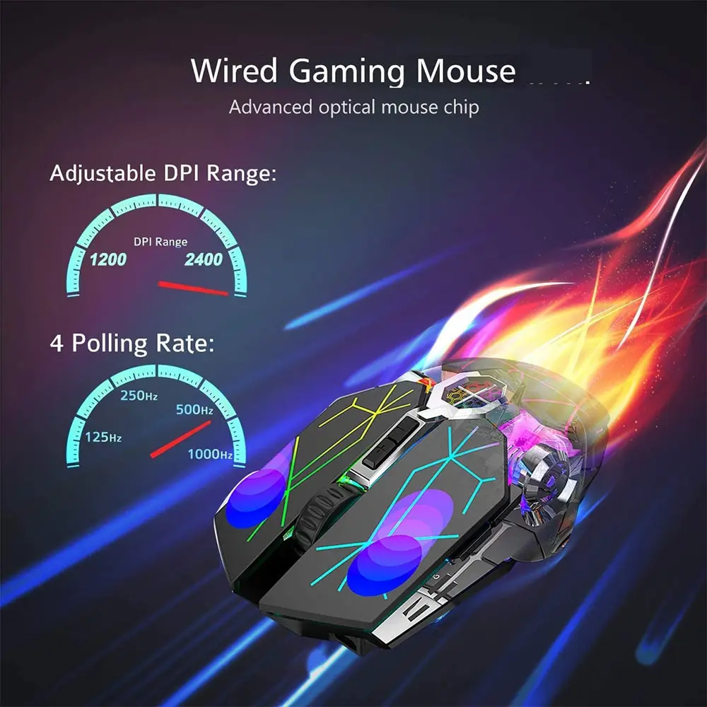 Wireless Gaming Mouse Rechargeable RGB Lights Adjustable DPI Quiet Click Auto Sleep Ergonomic for Gaming Or Working gaming mouse wireless mouse wireless gaming mouse ergonomic mouse
