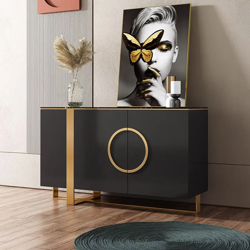 Wholesale Luxury Sideboards Buffet Design Cabinets Modern Rattan Black Metal Sideboard Cabinet