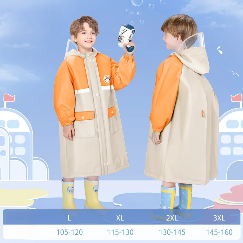 Children's Raincoat Academy Style Kindergarten Elderly and Young Children Bring School Bag Space Full body Waterproof