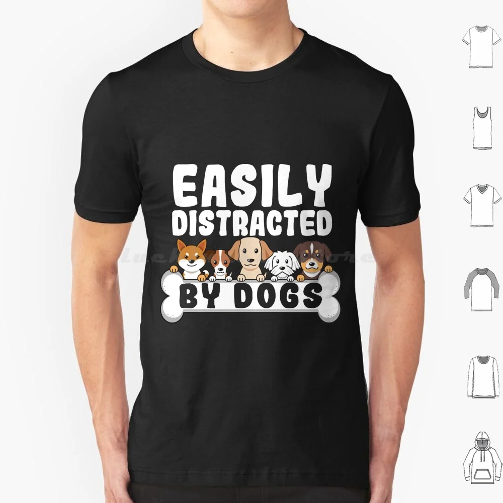 Facilmente Distratti Dai Cani Divertente Cane Carino Cuccioli T Shirt Uomo Donna Bambini 6Xl Cane Beagle Cane Corgi Cane Pazzo Papà Facilmente