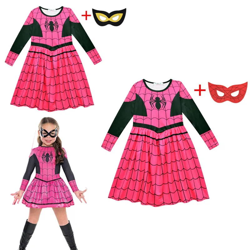 Ragazza Costume Di Halloween Supereroe Incredibile Spider Bay Cosplay Starscream Bambino Gioco Di Ruolo Performance Party New Mile Dress + Mask