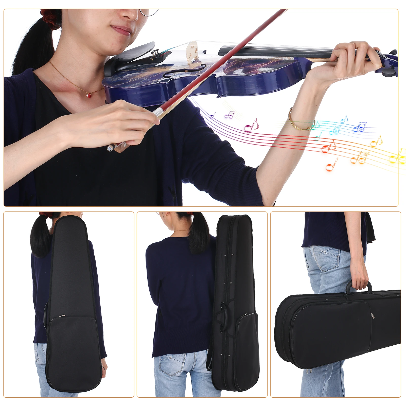 4/4 Acoustic Violin Spruce Wood Top Maple Back & Scroll & Fingerboard with Carry Case Bow Rosin for Kids Students Beginners acoustic violin violin accessories