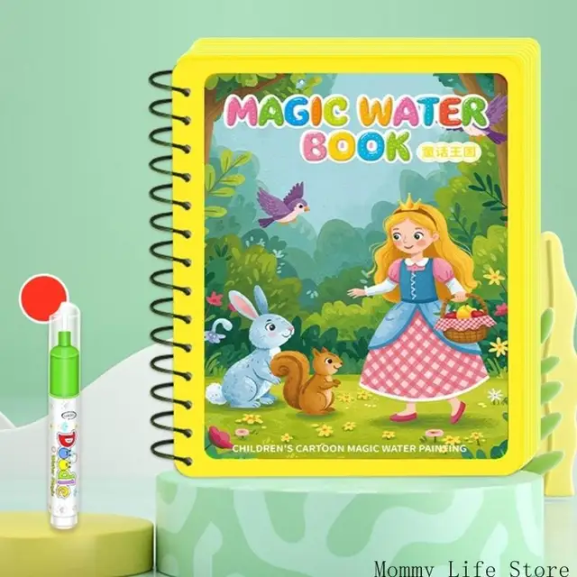 Magical Water Drawing Book for Children Reusable Water Coloring and Doodling Toy Book with Water Pen Education Toy 5