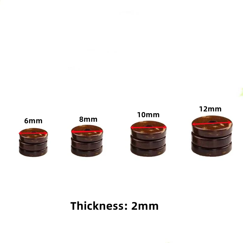 50 Stück 6 8 10 mm schwarze flache Scheiben Kokosnussring Holzperlen für DIY Charms Armbänder Handarbeiten Schmuckherstellung Zubehör Ornament – Detail 2