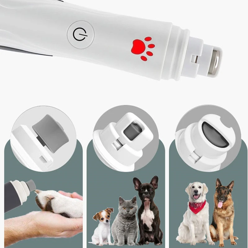 

Dog Nail Clipper Pet Nail Grinder USB Electric Painless Cats Dogs Paws Grooming Trimmer With LED Light 3-Speed Low Noise