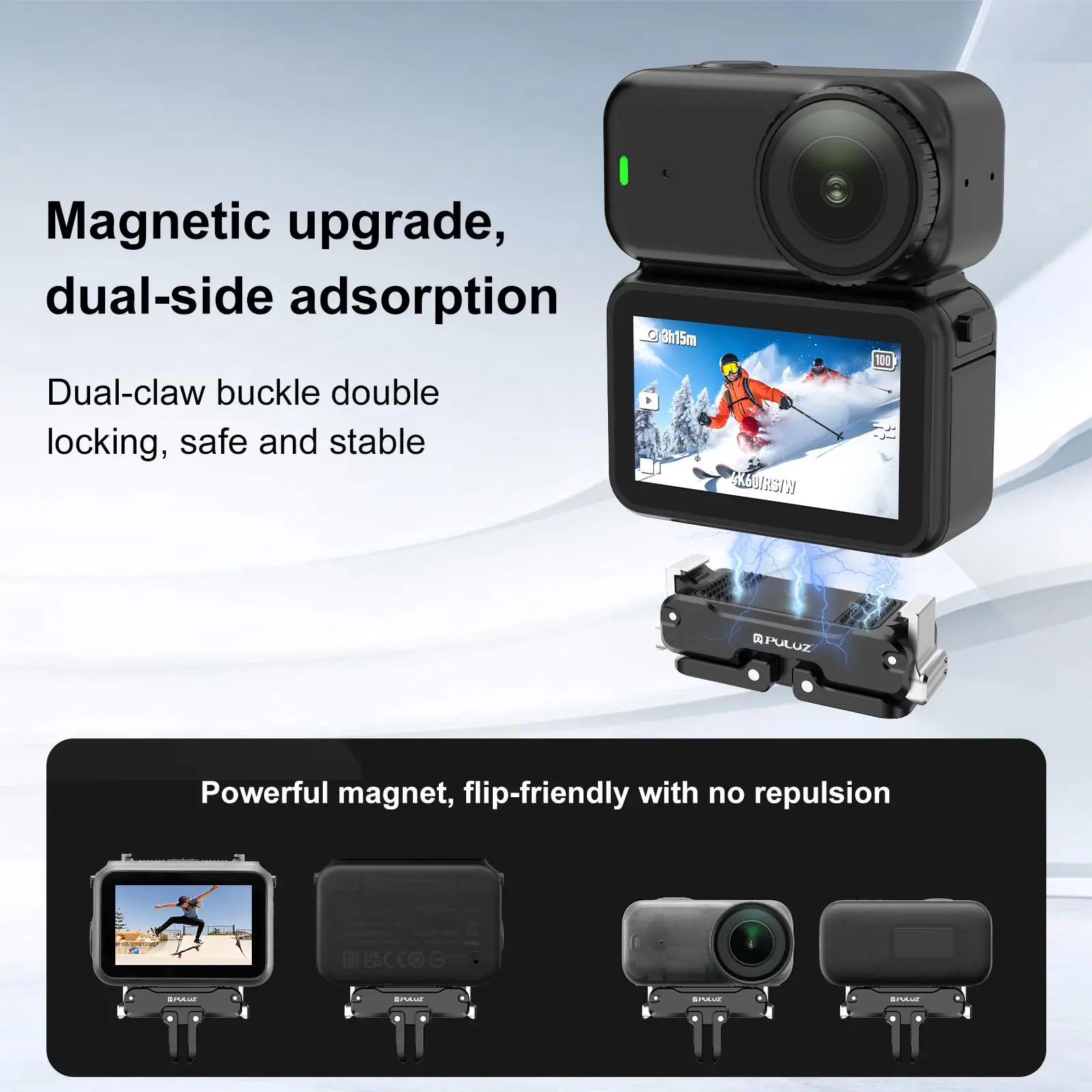 For DJI Osmo Nano / Action 6 PULUZ Magnetic Metal Quick Release Base Mount